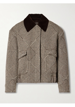 Stella McCartney - Cotton-corduroy Trimmed Checked Wool-blend Jacket - Brown - IT36,IT38,IT40,IT42,IT44,IT46,IT48