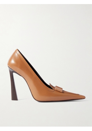 SAINT LAURENT - Glossed-leather Point-toe Pumps - Brown - EU 37,EU 37.5,EU 38,EU 38.5,EU 39,EU 39.5,EU 40,EU 41