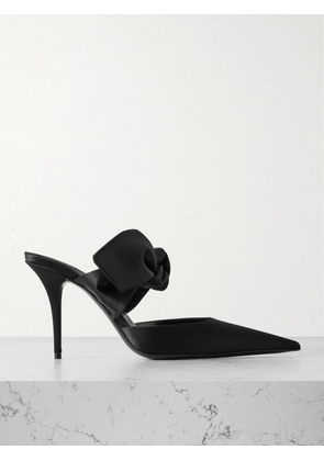 SAINT LAURENT - Barbara Bow-detailed Satin Mules - Black - EU 37,EU 37.5,EU 38,EU 38.5,EU 39,EU 39.5,EU 40,EU 41