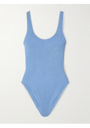 Hunza G - Faye Seersucker Swimsuit - Blue - Beachwear One Size