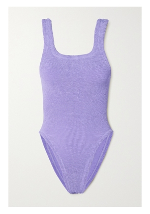 Hunza G - + Net Sustain Open-back Seersucker Swimsuit - Purple - One size