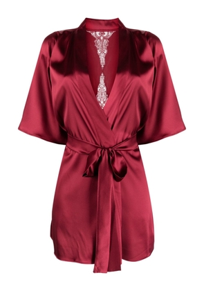 Fleur Of England Gisele belted silk-blend robe - Red