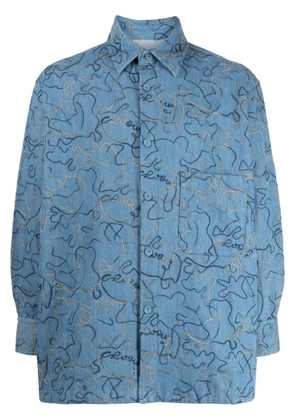 CROQUIS embroidered long-sleeve denim shirt - Blue