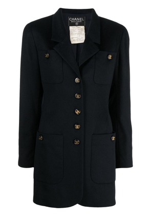 CHANEL Pre-Owned 1998 CC-button cashmere coat - Black