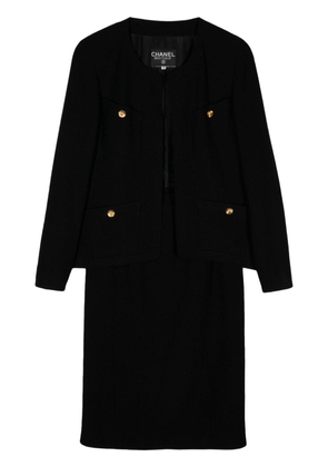 CHANEL Pre-Owned 1990s collarless wool skirt suit - Black