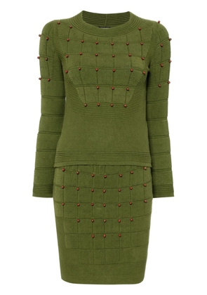 CHANEL Pre-Owned 2010 beaded knitted top and skirt set - Green