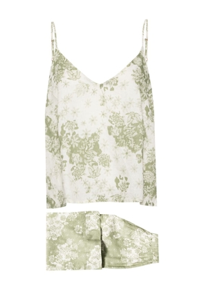 Desmond & Dempsey Flowers of Time linen camisole pyjama set - White