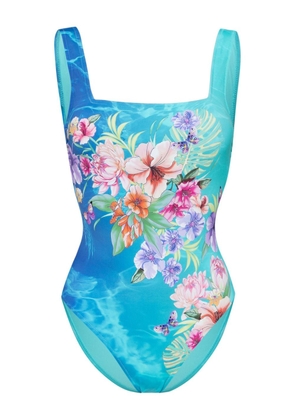 Johnny Was Water Tropic square-neck swimsuit - Blue