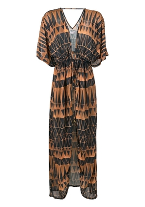 Brigitte graphic-print V-neck kaftan - Multicolour