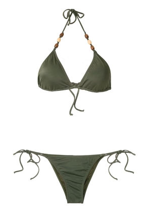 Brigitte embellished triangle bikini set - Green