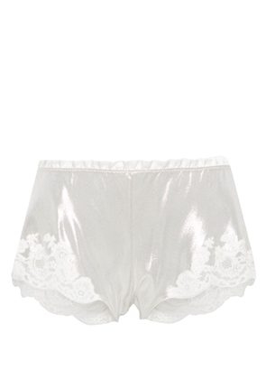 Carine Gilson lace-trim lurex pyjama shorts - Silver