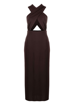 THE ANDAMANE halterneck midi dress - Brown