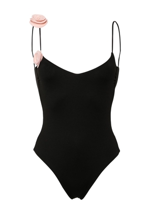 La Reveche Ashar floral-appliqué swimsuit - Black