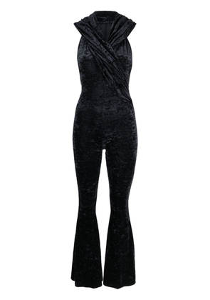 THE ANDAMANE Naomi hooded velvet jumpsuit - Black