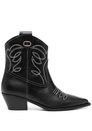 TWINSET 50mm leather Texas boots - Black