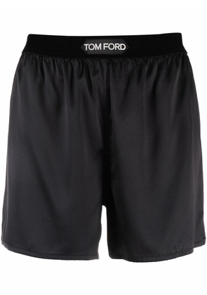 TOM FORD logo-waistband silk-blend boxer shorts - Black