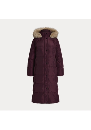 Faux-Fur-Trim Hooded Down Coat