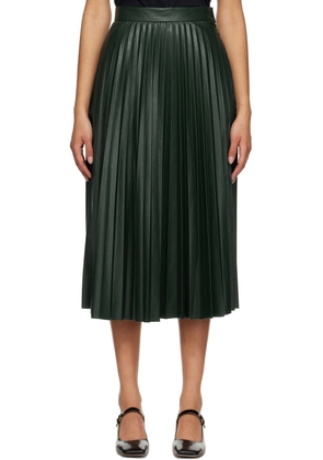 MM6 Maison Margiela Green Pleated Midi Skirt