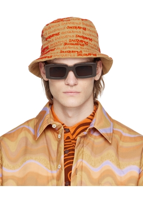 JACQUEMUS Beige & Orange Le Raphia 'Le Bob Bordado' Bucket Hat