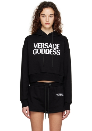 Versace Underwear Black Embroidered Hoodie