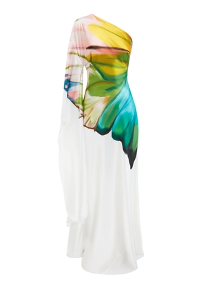 Leo Lin - Mei Asymmetric Printed Satin Gown - Multi - AU 12 - Moda Operandi