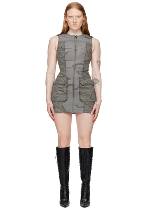 Marine Serre Gray Regenerated Camo Minidress