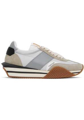 TOM FORD Silver & Gray Suede & Lycra James Sneakers