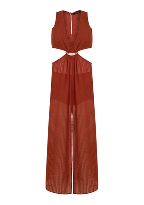 ViX - Vix X Bianca Brandolini Solid Dasha Cutout Cotton Maxi Dress - Red - M - Moda Operandi