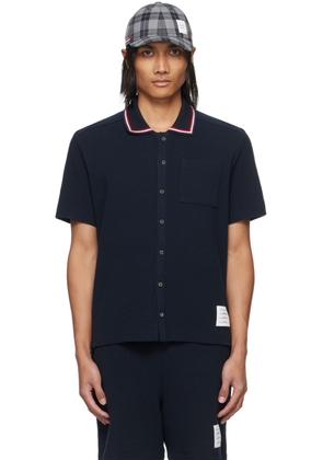 Thom Browne Navy Textured Polo