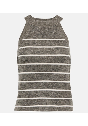 Brunello Cucinelli Striped linen blend tank top