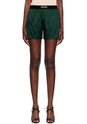 TOM FORD Green Stretch Silk Boxer Shorts