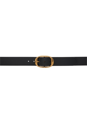 TOM FORD Black Grain Leather Oval Belt