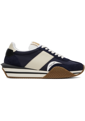 TOM FORD Navy Suede Technical Fabric James Sneakers