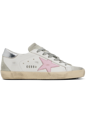 Golden Goose White & Gray Super-Star Sneakers