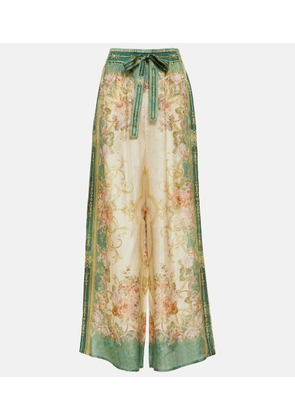 Zimmermann August printed silk wide-leg pants