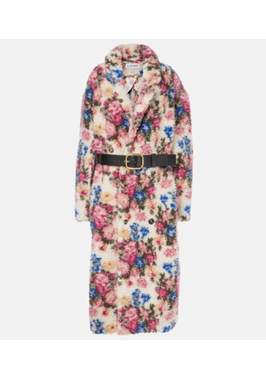 Loewe Belted floral teddy coat