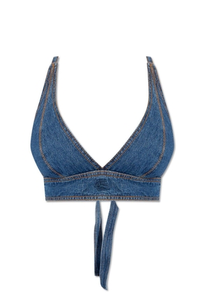 Etro Pegaso Embroidered Denim Bralette