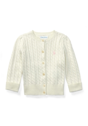 Cable Knit Cotton Cardigan, Size 3M-12M