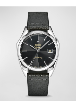 Men's Olympos Automatic Black Leather Watch