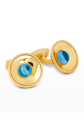 Men's Topaz Cable Bowl Round Cufflinks