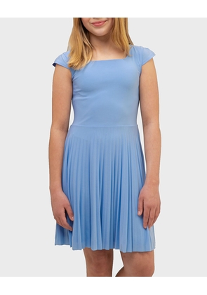 Girl's Cap-Sleeve Pleated Dress, Size 14-16