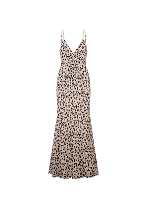 MSGM Printed Viscose Slip Dress With Waist Knot