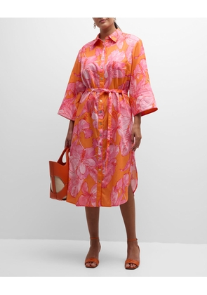 Plus Size Alex Floral-Print Midi Shirtdress