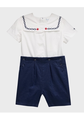 Boy's Cotton Broadcloth Sailor Shirt and Shorts Set, Size 9M-24M