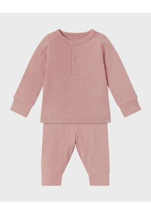 Kid's Two-Piece Ribbed Pajama Set, Size Newborn-24M