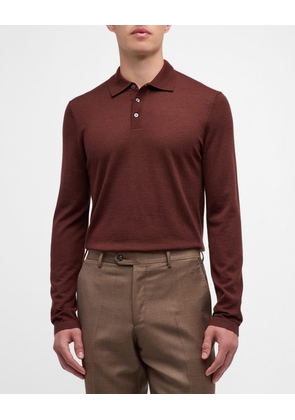 Men's Cashmere and Silk Long-Sleeve Polo Shirt