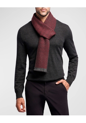 Men's Wool-Cashmere Geometric Jacquard Scarf