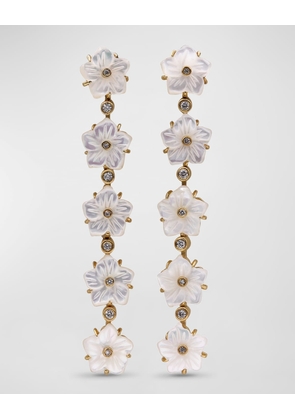 White Mother of Pearl and White Diamond Dangle Earrings in 18K Gold