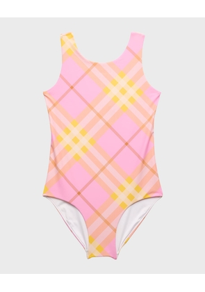 Girl's Tirza Check-Print One-Piece Swimsuit, Size 4-14