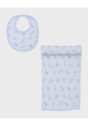 Girl's Pups In Action Bib & Blanket Set